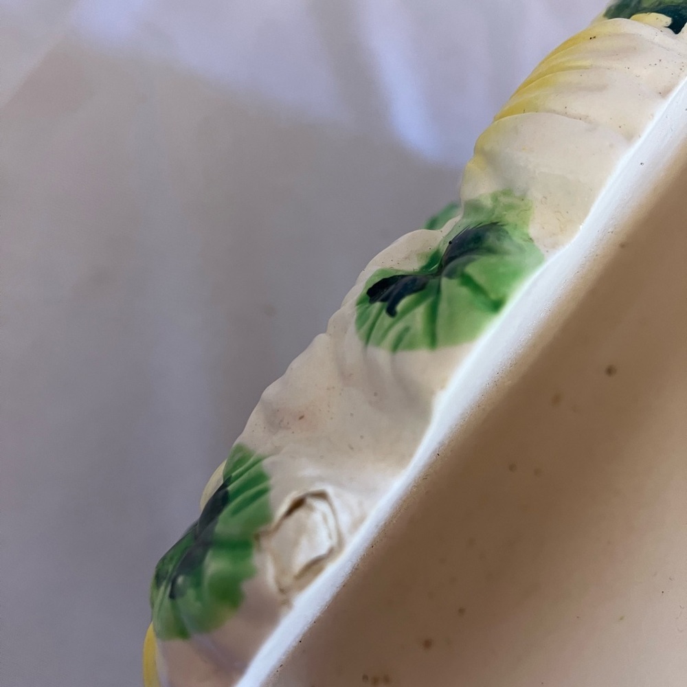Floral Ceramic Planter with Yellow and Green Accents - Picture 7 of 9